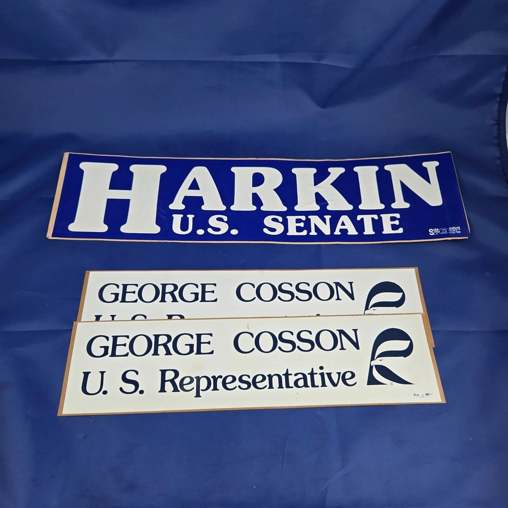 Vintage Harkin Senate George Cosson Representative Political‎ Bumper Stickers